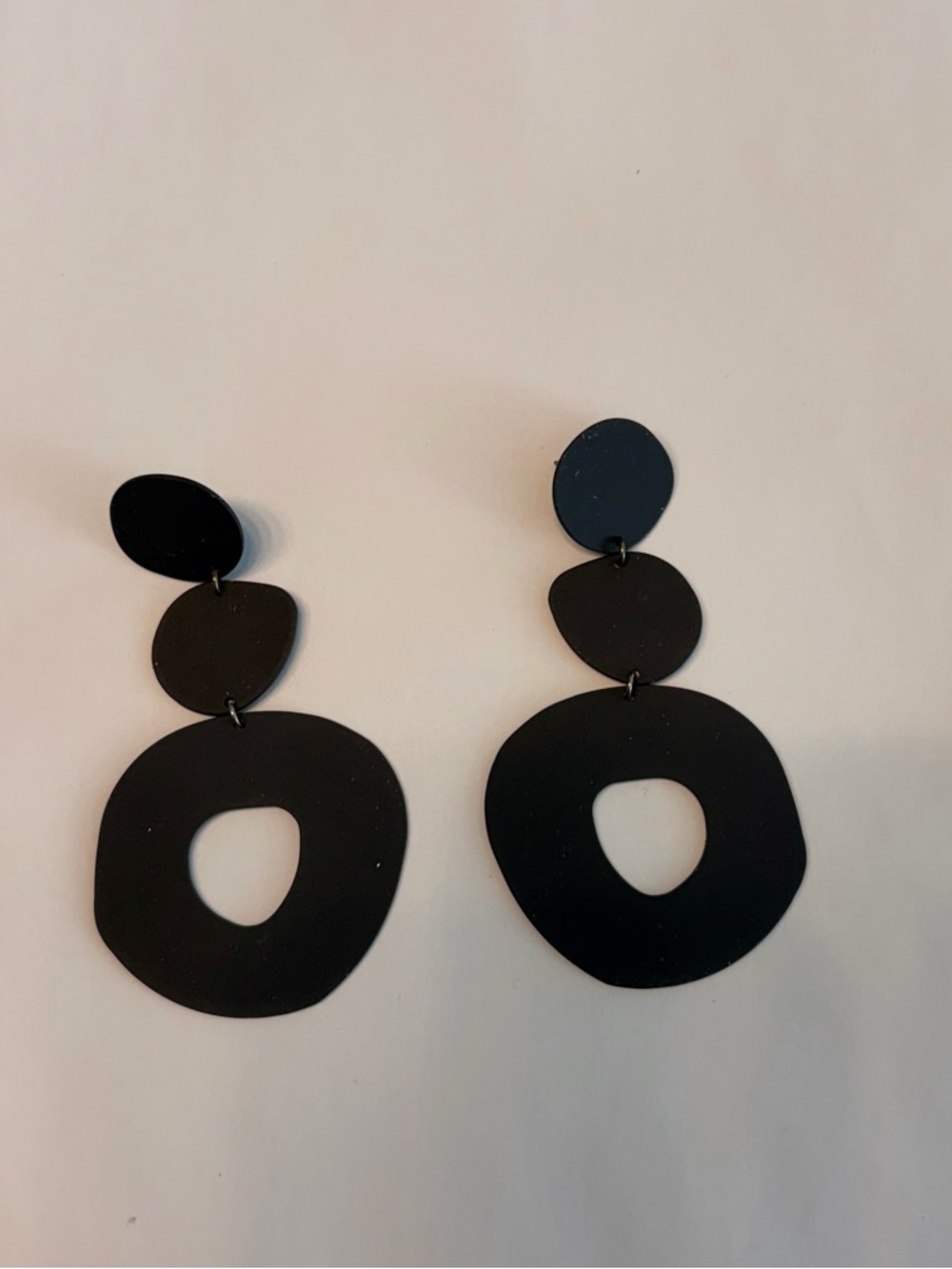 gorman Matte Black Layered Organic Drop Earrings